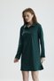 Polo Collar A-Line Long Sleeve Mini Dress Green - 6