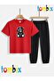 Black Bear Printed T-Shirt and Sweatpants (Sweatpants with Pockets) Children's Top and Bottom Set