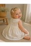100% Cotton Self-Embellished Patterned-Embroidered Collar-Skirt Lace Detailed Elegant Holiday Dress for Baby Girls - 5