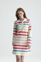 Polo Collar A-Line Long Sleeve Mini Dress with Thick Stripes - 4