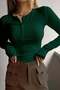 Women's Nefti Colorful Crew Neck Long Sleeve Ribbed Camisole Blouse Body - 8