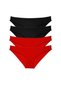 4 Pieces Super Eco Set Lycra Women's Slip Panties Black Red