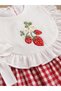 Baby Girl Strawberry Embroidered Gingham Cotton Summer Stylish & Casual Dress - 4