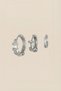 Silver Colored Zircon Stone Layered 3-Piece Hoop Earring Set