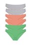 6 Pieces Super Eco Set Lycra Women's Slip Panties Gray Powder Green