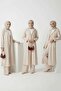 Women's Pink Alaçatı Linen Hooded Striped Hijab Top and Bottom Set - 4