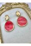 Oval Earrings with Dangle Pink Gold Detail - 3
