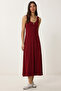 Sleeveless Basic Summer Knitted Dress Lcr0057 Bordo - 2