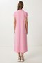 Polo Collar Knitted Dress with Pockets Ldz0038 Pink - 5
