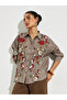 Brown Floral Embroidered Long Sleeve Shirt - 3
