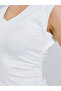White Sleeveless V-Neck Top - 4