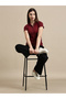 Burgundy Solid Short Sleeves Polo Top - 5