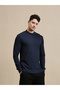 Men Navy Blue High Neck Long Sleeves T-Shirt - 3