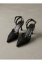 Women's Black Lace Detailed Ankle Strap Pointed Toe Evening Dress Shoes 9cm Byndprsdan01 - 4