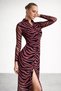 Women's Zebra Patterned Transparent Shirt Dress – Slit, Long Sleeves, Bodycon Fit - 2