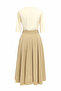 Crew Neck Short Sleeve Belted Pleated Regular Midi Dress - 5