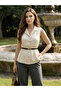 Beige Solid Buttoned Sleeveless Top
