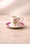 2-Person Porcelain Purple Daisy Patterned Coffee Cup Set 90ml - 3