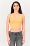 Women V Neck Sleeveless Ribbed Tank Top, Orange