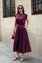 Women's Plum Modal Touch Padded Blouse Pleated Skirt Top and Bottom Set - 3