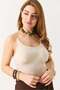 Women's Padded Strap Crop Blouse Cream - 4