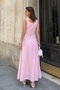 Women's Pink Square Collar Lined Brode Woven Dress - 6