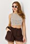 Women's polyamide polka dot crop top - cream - 4