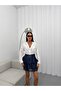 Women's Belted Lace Detailed Mini Denim Skirt Navy Blue - 6