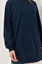 Women's Stripe Stone Oysho Fabric Long Sleeve Tunic Navy Blue - 4