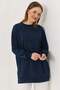 Women's Stripe Stone Oysho Fabric Long Sleeve Tunic Navy Blue - 3