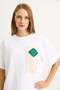 Tasseled Embroidered Crew Neck Basic Tshirt White - 3
