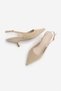 Women's Stiletto Pointed Toe Open Back Gold Metal Heel Classic Heeled Shoes Rente Beige Suede - 7