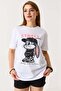 Women's printed crew neck short sleeve t-shirt white - 2
