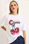 Printed Crew Neck Women's Tshirt White - 2