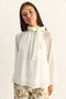 Women's White High Collar Cape Cut Princess Sleeve Lined Chiffon Blouse 0942 60283965 - 2