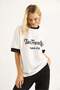 Printed Oversize Women's T-Shirt with Garnished Sleeves White - 2