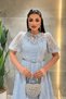 Full lace fabric balloon sleeve midi dress - baby blue - 3