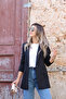 Black Single Button Blazer - 5