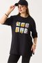Women's side slit oversize basic t-shirt black