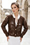 lace patterned gold buttoned basic jacket