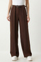 Belted Pleated Woven Palazzo Trousers Lzv0066 Brown - 4