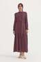 Lyocell dress with drawstring detail and belt - plum
