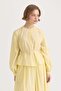 Ribbed Detailed Cotton Skirt Blouse Set Yellow - 2