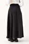Women's Long Skirt with Pockets and Elastic Waist, Black - 4