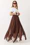 Women's Stone Detailed Asymmetrical Lined Chiffon Skirt Brown - 2