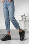Women's White-Black Casual Sports Shoes - Casual Comfortable Lace-Up Shoes