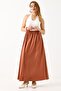 Women's Long Elastic Waist Flared Satin Skirt Copper - 3