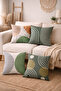 4-Pack Bohemian Boho Basic Green Cream Color Digital Printed Throw Pillow Covers