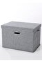 Cotton Linen Folding Storage Boxes With Lids Decorate The Handle Storage Box(grey，58*40*35cm） - 2