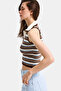 Women's Blue Coffee S6-103 Crop Fit Polo Neck Slim Summer Knitwear Body - 7
